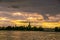 The old town of Konstanz on Constance lake at sunset