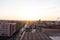 Old town of marrakesh at sunrise viewed from rooftop