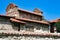 Old Town of Nesebar. The old church saint Stephen. Stone facade of the church. Typical brick and stone masonry, authentic patterns