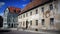 Old Town Old Building In Freiberg With Blue Sky Background