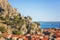 Old town of Omis with ancient fortress ruins, Dalmatia, Croatia