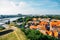 Old town panorama view from Petrovaradin Fortress in Serbia