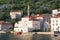 Old town of Perast with ancient stone palaces, Bell tower of Church of Our Lady of Rosary, Church of St. Mark. Montenegro