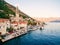 The old town of Perast on the shore of Kotor Bay, Montenegro. Th