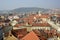 Old town Prague city center. View from Old Town tower, Prague Astronomical Clock