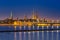 Old Town and River Daugava at night, Riga, Latvia