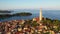 Old town Rovinj and the cathedral of St. Euphemia