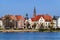 Old town of Schwerin on the lake shore, capital city of the northern German state of Mecklenburg-Vorpommern