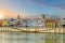 Old town in Seville city skyline, cityscape in Spain at sunrise