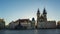 Old town square of Prague in Czech Republic with sunrise city skyline time lapse