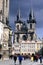 Old Town Square with St. Teyn gothic cathedral in Prague
