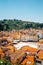 Old town Tartini square and Adriatic sea panorama view at summer in Piran, Slovenia