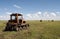 Old tractor on the meadow