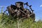 Old tractor with steel wheels and lugs