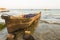 Old traditional fishermen`s boat Kenyan beach