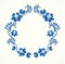 Old traditional gzel ornament. Decorative floral blue wreath.