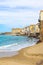 Old traditional houses in the harbour of beautiful Sicilian city Cefalu. The city located on the Tyrrhenian coast