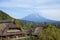 Old traditional Japanese Houses and Mount Fuji