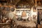 Old traditional kitchen inside a Greek monastery at Meteora