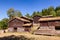 Old traditional Norwegian sod roof log houses at Maihaugen Folks museum Lillehammer Oppland Norway Scandinavia