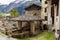 Old traditional washing house in open air in the mountain village Soglio