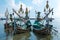 Old traditional wooden Indonesia colored boats in Bali Island, I