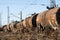 Old train fuel and oil tanks