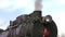 Old train with steam engine closeup
