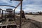 The old train at the train cemetery near Salar de Uyuni, Bolivia