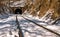 Old train tunnel in snow