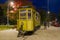 Old tram-cafe in the night city, Vyborg