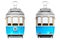 Old tram cartoon front and back