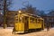 Old tram converted into a tourist cafe. Vyborg