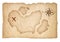 Old treasure map isolated with clipping path