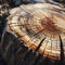 Old tree stump closeup. Natural background. Selective focus.