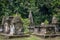 Old trees and ancient gravestones tombs of South Park Street Cemetery in Kolkata, India. The largest Christian cemetery in Asia