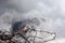 Old trenches and barbed wire at the Mount Lagazuoi fortification, built during the First World War, South Tirol