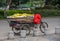 Old tricycle bike with compartment full of papayas, Guilin, China