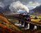 An old trn reminiscent of traditional british is what Spectacular Steam Trn Journey On Glenfinnan Viaduct is.