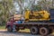 Old truck as it is typical for Paraguay. On the loading platform a machine for drilling deep wells.