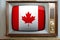 Old tube vintage TV with the national flag of Canada on the screen, the concept of eternal values â€‹â€‹on television, global