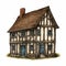 Old Tudor House Illustration In Comic Book Art Style