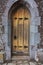 Old tudor wooden oak door wih latches and locks