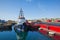 Old tugboat and barges at Piraeus