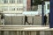 Old turkish man running with a speed blur rushing to catch his commuter train in Sirkeci Gar train station, one of main station