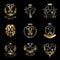 Old Turnkey Keys emblems set. Heraldic vector design elements co