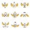 Old Turnkey Keys emblems set. Heraldic vector design elements co