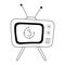 Old tv with antenna doodle icon