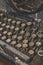 An old typewriter in close up. Old keyboards. Retro concept.