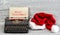 Old typewriter red hat Merry Christmas Retro style picture